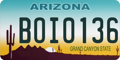 AZ license plate BOI0136