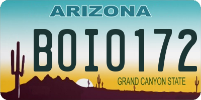 AZ license plate BOI0172