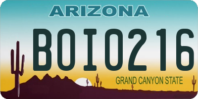 AZ license plate BOI0216