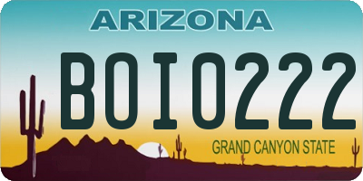 AZ license plate BOI0222