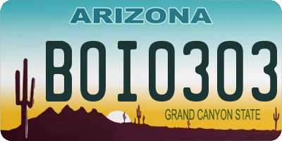 AZ license plate BOI0303