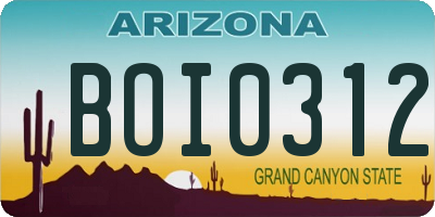 AZ license plate BOI0312