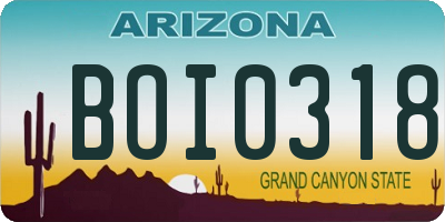 AZ license plate BOI0318