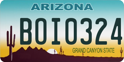 AZ license plate BOI0324