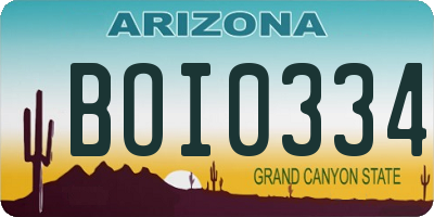 AZ license plate BOI0334
