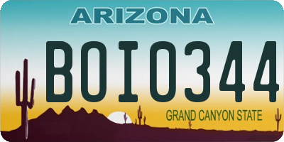 AZ license plate BOI0344