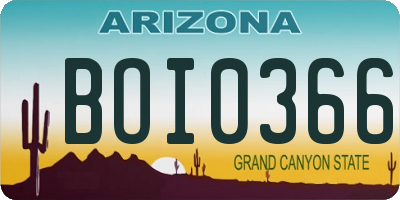 AZ license plate BOI0366