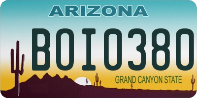 AZ license plate BOI0380