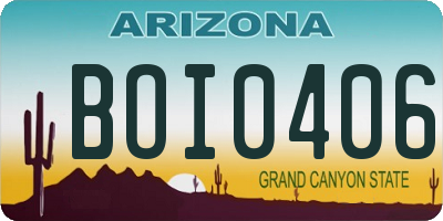 AZ license plate BOI0406