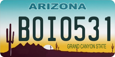 AZ license plate BOI0531