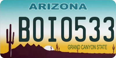 AZ license plate BOI0533