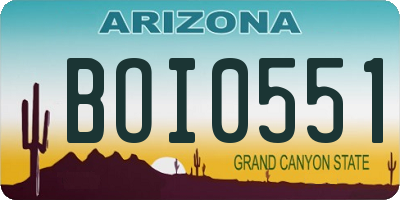 AZ license plate BOI0551