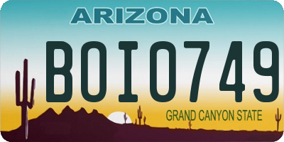 AZ license plate BOI0749