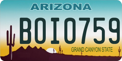 AZ license plate BOI0759