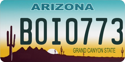 AZ license plate BOI0773
