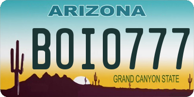 AZ license plate BOI0777