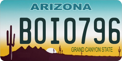AZ license plate BOI0796