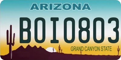 AZ license plate BOI0803