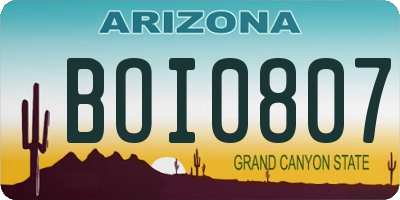 AZ license plate BOI0807