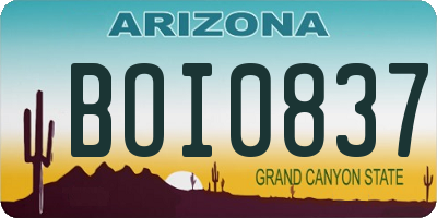 AZ license plate BOI0837