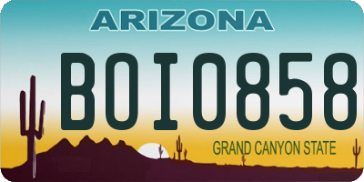 AZ license plate BOI0858