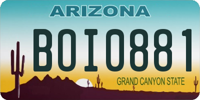 AZ license plate BOI0881