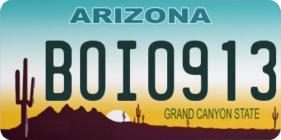AZ license plate BOI0913