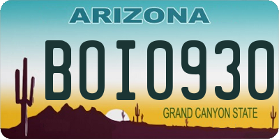 AZ license plate BOI0930