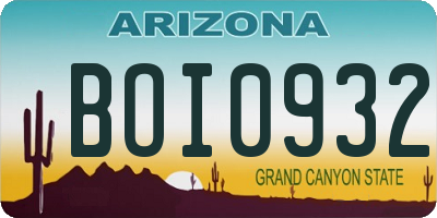 AZ license plate BOI0932