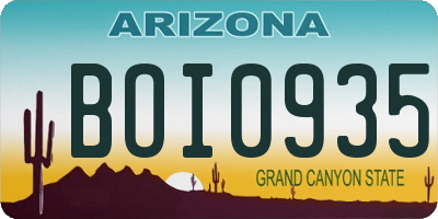 AZ license plate BOI0935
