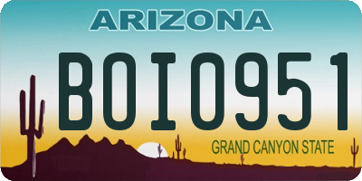 AZ license plate BOI0951