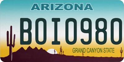 AZ license plate BOI0980