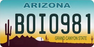 AZ license plate BOI0981