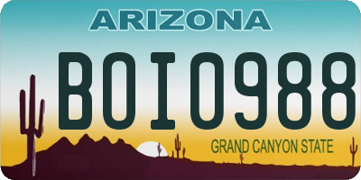 AZ license plate BOI0988