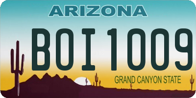 AZ license plate BOI1009