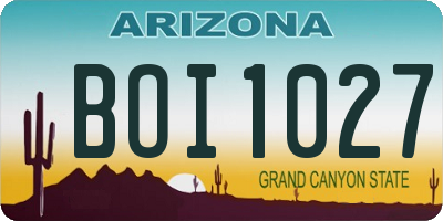 AZ license plate BOI1027
