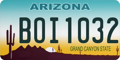 AZ license plate BOI1032