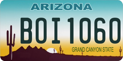 AZ license plate BOI1060
