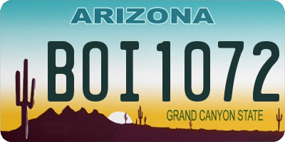 AZ license plate BOI1072