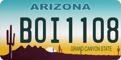 AZ license plate BOI1108