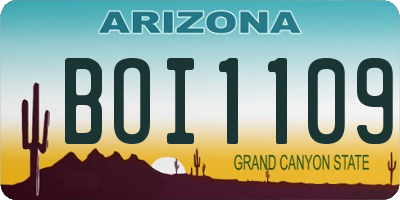 AZ license plate BOI1109