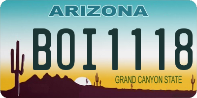 AZ license plate BOI1118