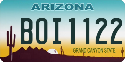 AZ license plate BOI1122
