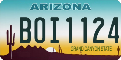 AZ license plate BOI1124