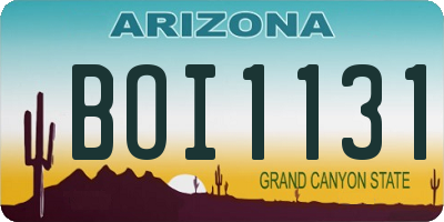 AZ license plate BOI1131