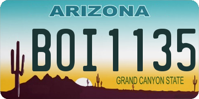 AZ license plate BOI1135