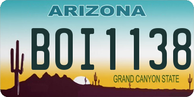 AZ license plate BOI1138