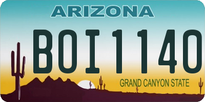 AZ license plate BOI1140