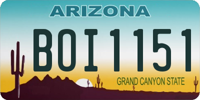 AZ license plate BOI1151