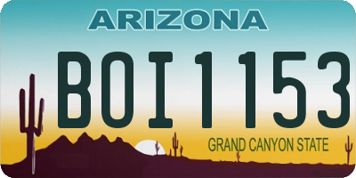 AZ license plate BOI1153